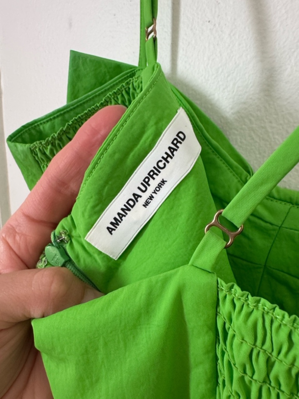 Amanda Uprichard Bright Lime Tiered Mini Dress with Bow Front - Picture 2 of 3